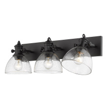 Golden 3118-BA3 BLK-SD - Yep by Golden Lighting Hines 3-light Vanity in Matte Black and Seeded Glass